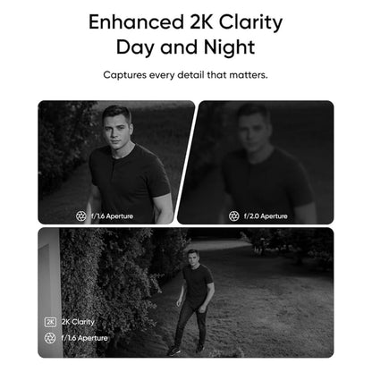 Eufy EufyCam Solo E30 natoptagelse, sammenligning af f/1.6 og f/2.0 blænde, nederst 2K opløsning, udendørs.