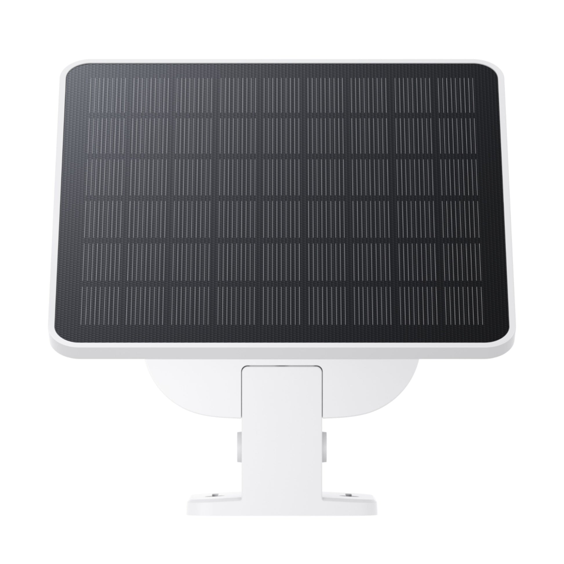 Eufy EufyCam Solo E30 sort firkantet solpanel med gittermønster og hvid justerbar beslag til IP-kamera.