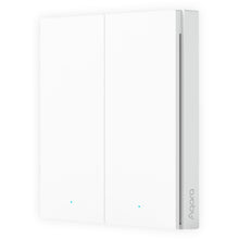 Aqara Smart Switch H1 Dobbelt hvid, to touchpaneler, små blå indikatorlys, Zigbee 3.0, Apple HomeKit.