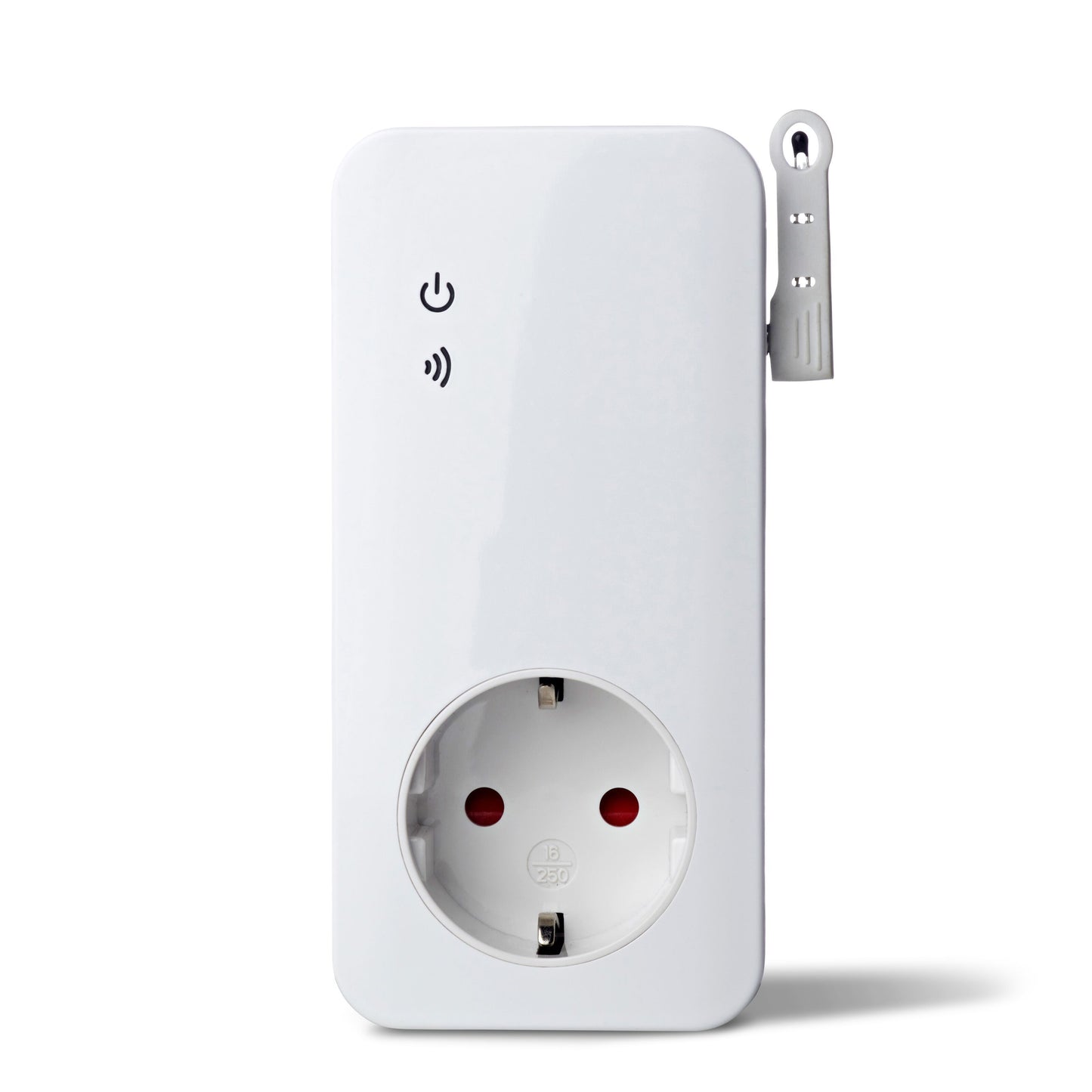 YOYOPower 4G EM4 smart plug hvid med strømtænding og WiFi-symbol, standard europæisk stikdåse.