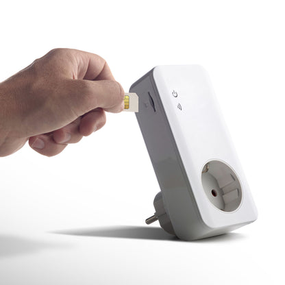 YOYOPower 4G fjernbetjent strømafbryder EM4, SIM-kort isættes, stikdåse og indikatorlys.