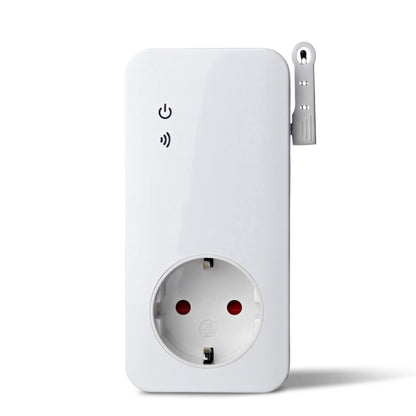 YOYOPower 4G Switch EX4 smart plug, hvid med tænd/sluk-knap, Wi-Fi symbol, EU-stik og antenne til fjernstyring.