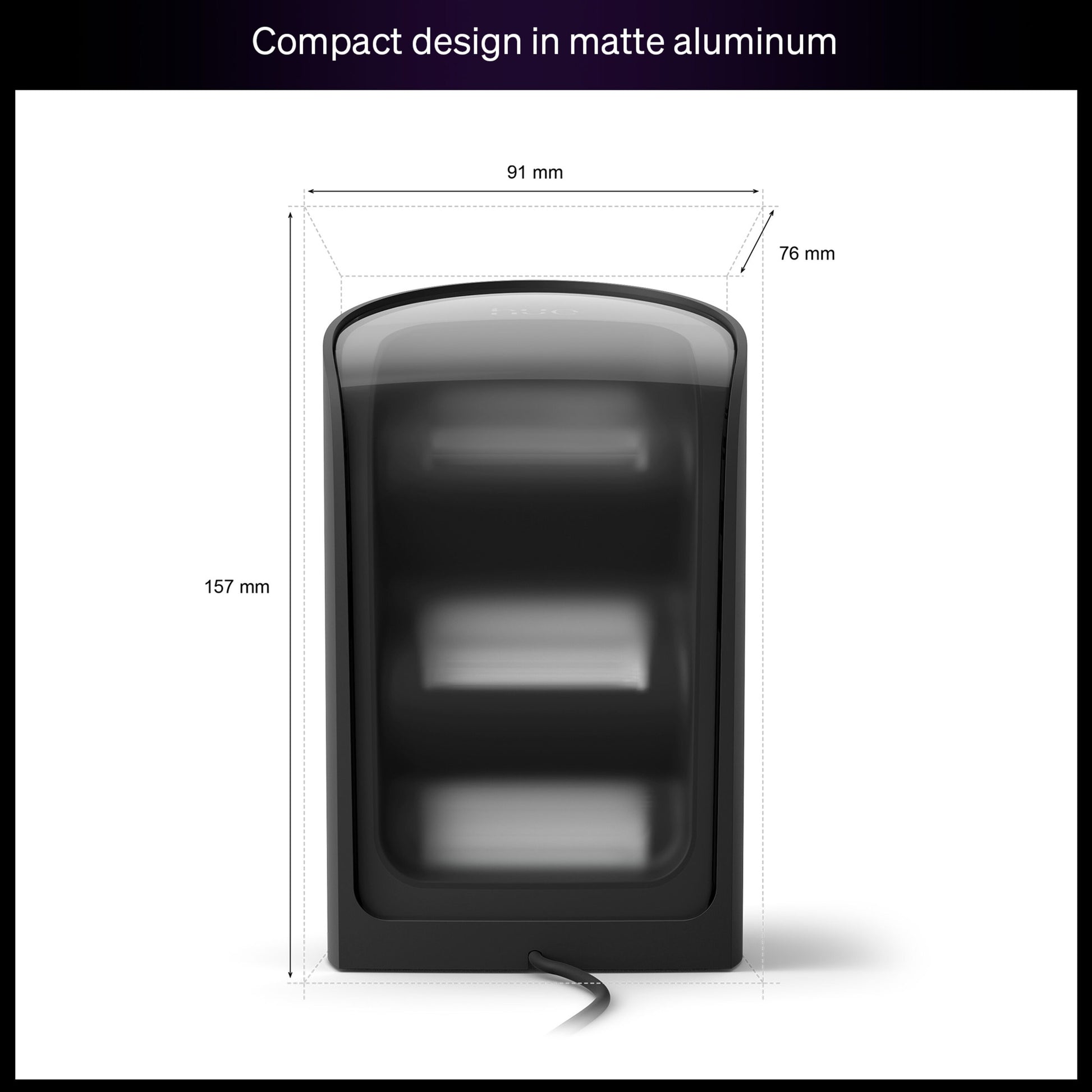 Philips Hue Spil Wall Washer væglampe 2-pak sort, mat alu, 91x76x157 mm, blank top, synlig ledning under lampen.