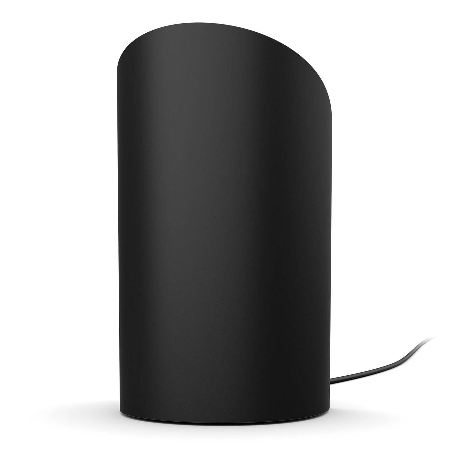 Philips Hue Spil Wall Washer væglampe 2-pakke, sorte cylindriske lamper med mat finish, buet top, ledning i siden.