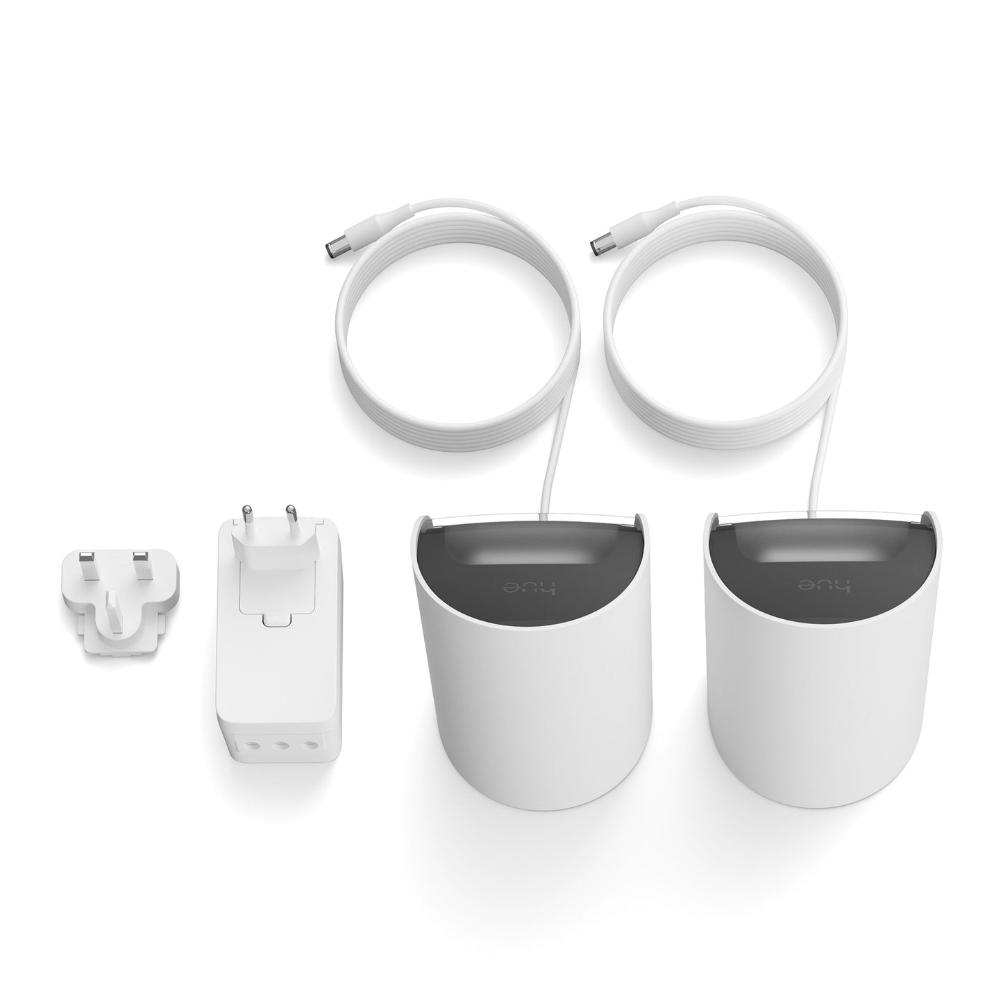Philips Hue Spil Wall Washer vægbelysning 2-pak hvid, til væglamper med strømforsyning og adapter.