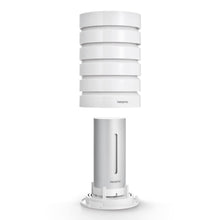 Netatmo vejrstation skjold 1-pakke, hvid skærm over sølvbund med Netatmo-logo, UV-beskyttelse til udendørs modul.