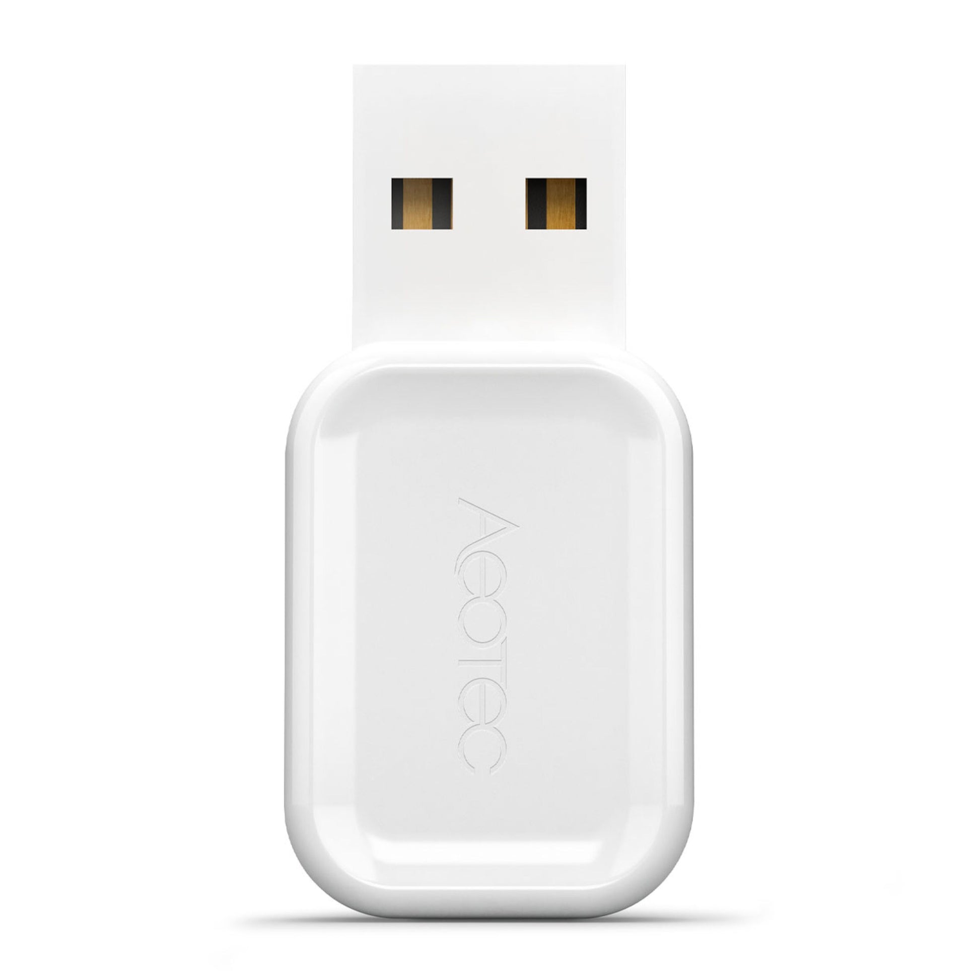 Aeotec Z-Stick gen 7 USB-adapter, hvid USB-A dongle med afrundede kanter, til Z-Wave smart home integration.