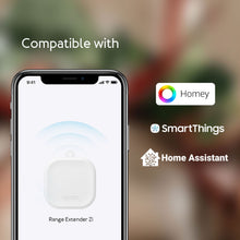 Aeotec Zigbee Rækkeviddeforlænger Zigbee 3.0 kompatibel med Home Assistant, Homey, SmartThings, visning på smartphone.