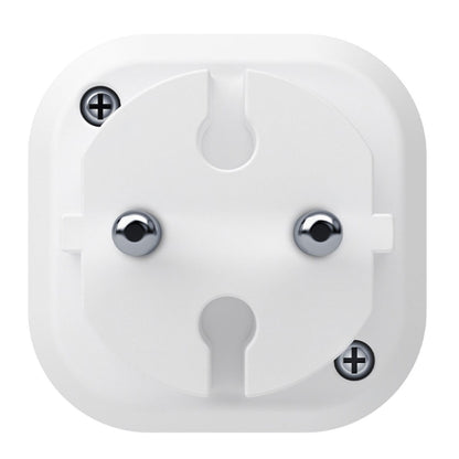 Aeotec Zigbee Rækkeviddeforlænger hvid EU-stik med to runde ben, kvadratisk base, Zigbee 3.0, kompatibel med Home Assistant.