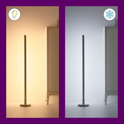 WiZ Stolpe Gulvlampe gulvlys med smart wifi, varm lys på den ene side, kold hvid på den anden, justerbare lysindstillinger.