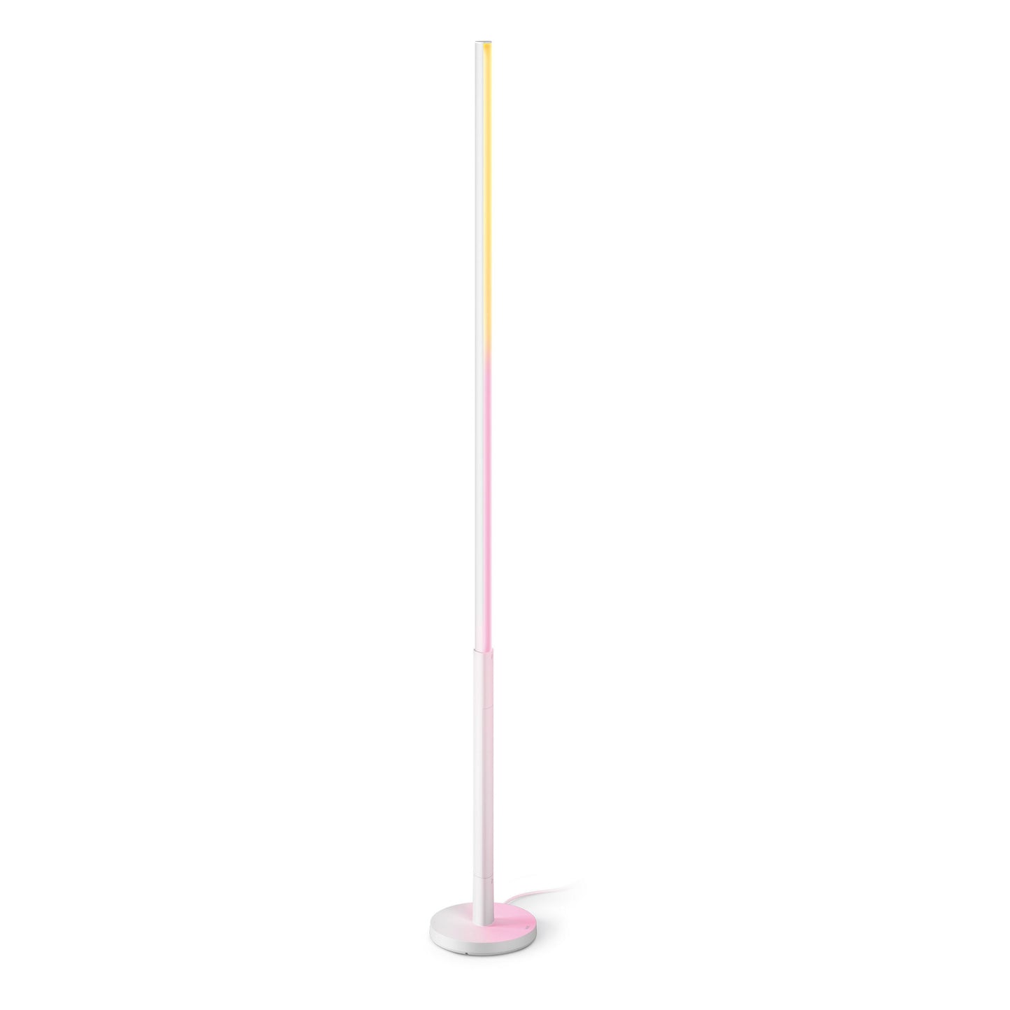 WiZ Stolpe gulvlampe med rund fod og smart lys i gradient fra gul top til pink bund.