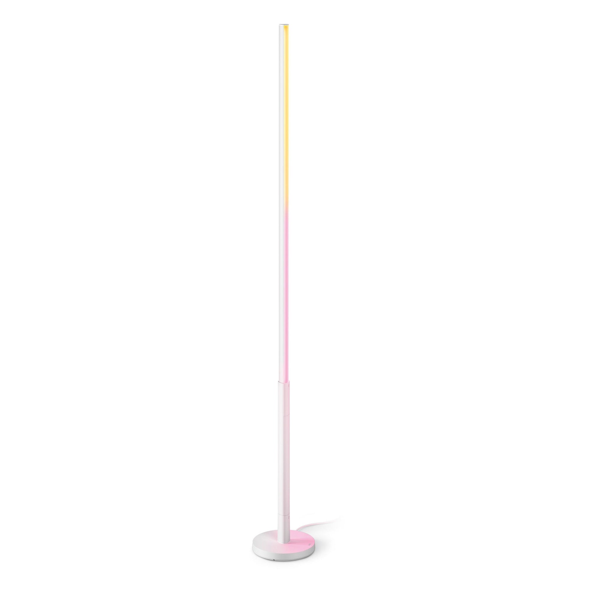 WiZ Stolpe gulvlampe med rund fod og smart lys i gradient fra gul top til pink bund.