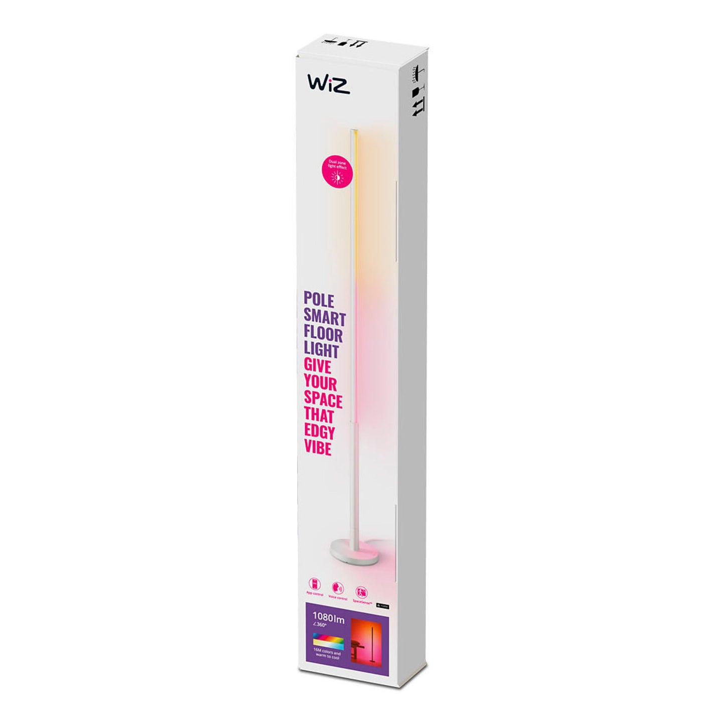 WiZ Stolpe Gulvlampe æske med multicolor LED, 16 mio. farver og app control ikon, wifi-smart gulvlampe.