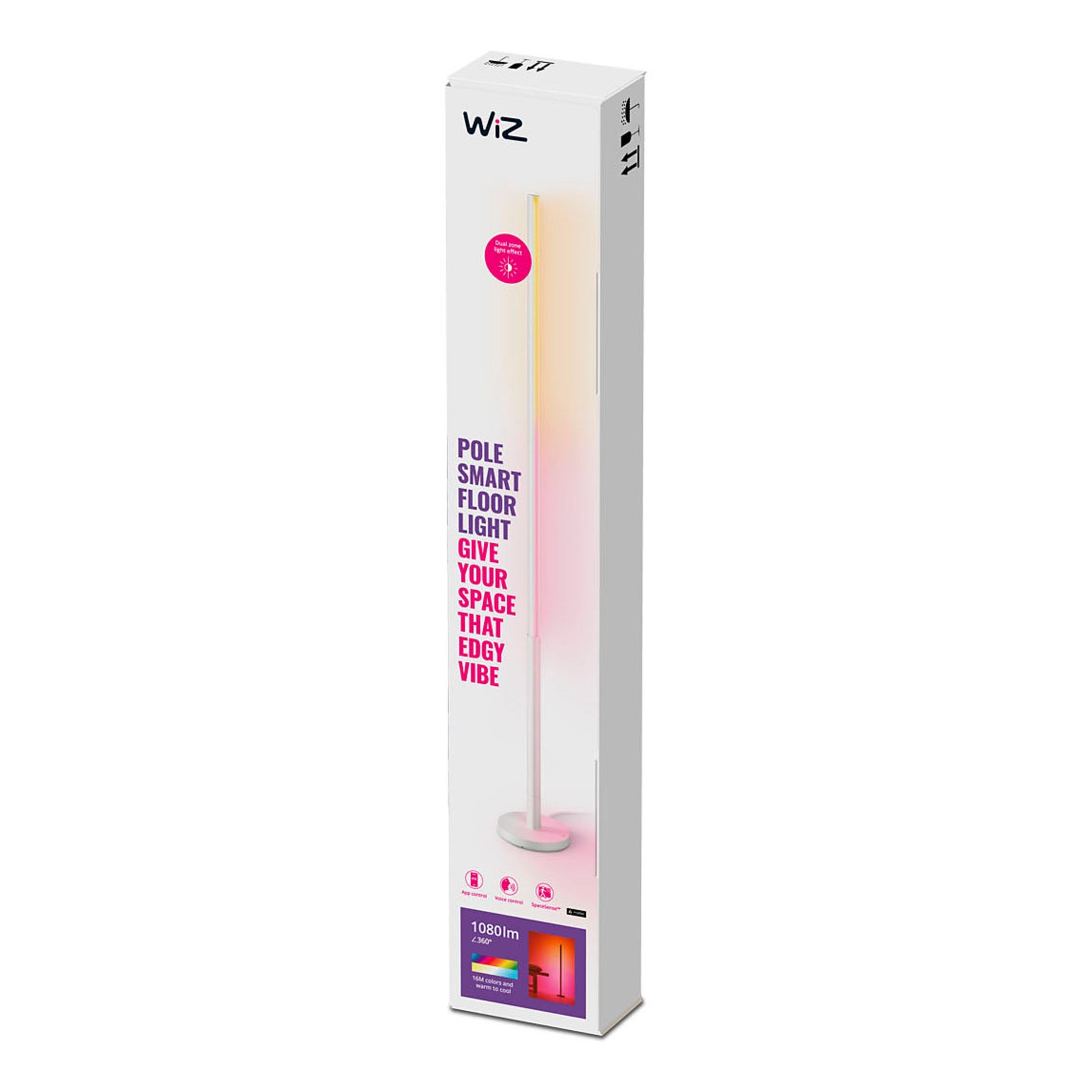 WiZ Stolpe Gulvlampe æske med multicolor LED, 16 mio. farver og app control ikon, wifi-smart gulvlampe.
