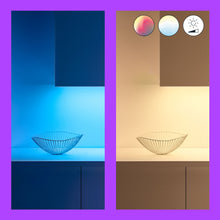 WiZ LED-strips LED-liste Startpakke 2 meter, blå og varm hvid belysning, tre ikoner øverst til højre.