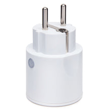 Cleverio IAS500 smart fjernstrømafbryder 3680 W, hvid cylinder med to runde ben og jordben til EU-stik, energimåling.