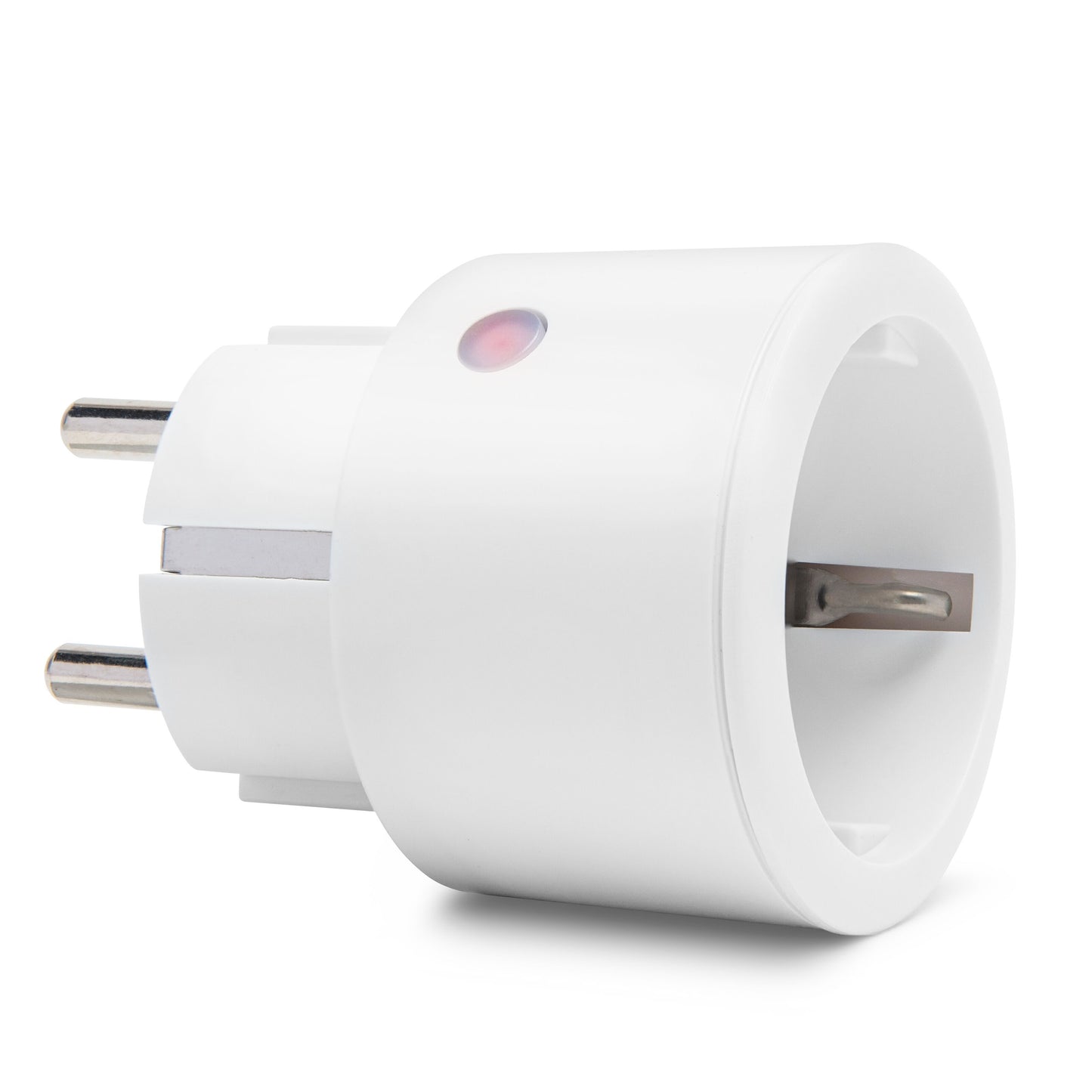 Cleverio mini-fjernbetjeningskontakt 4-pak, hvid smart plug med to runde ben, jord, indikatorlys og trådløs styring.