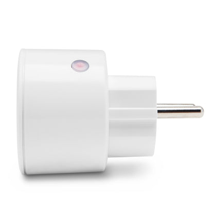 Cleverio Mini fjernbetjeningskontakt 4-pak, hvid adapter med rund knap og metalben til trådløs styring af el-apparater.