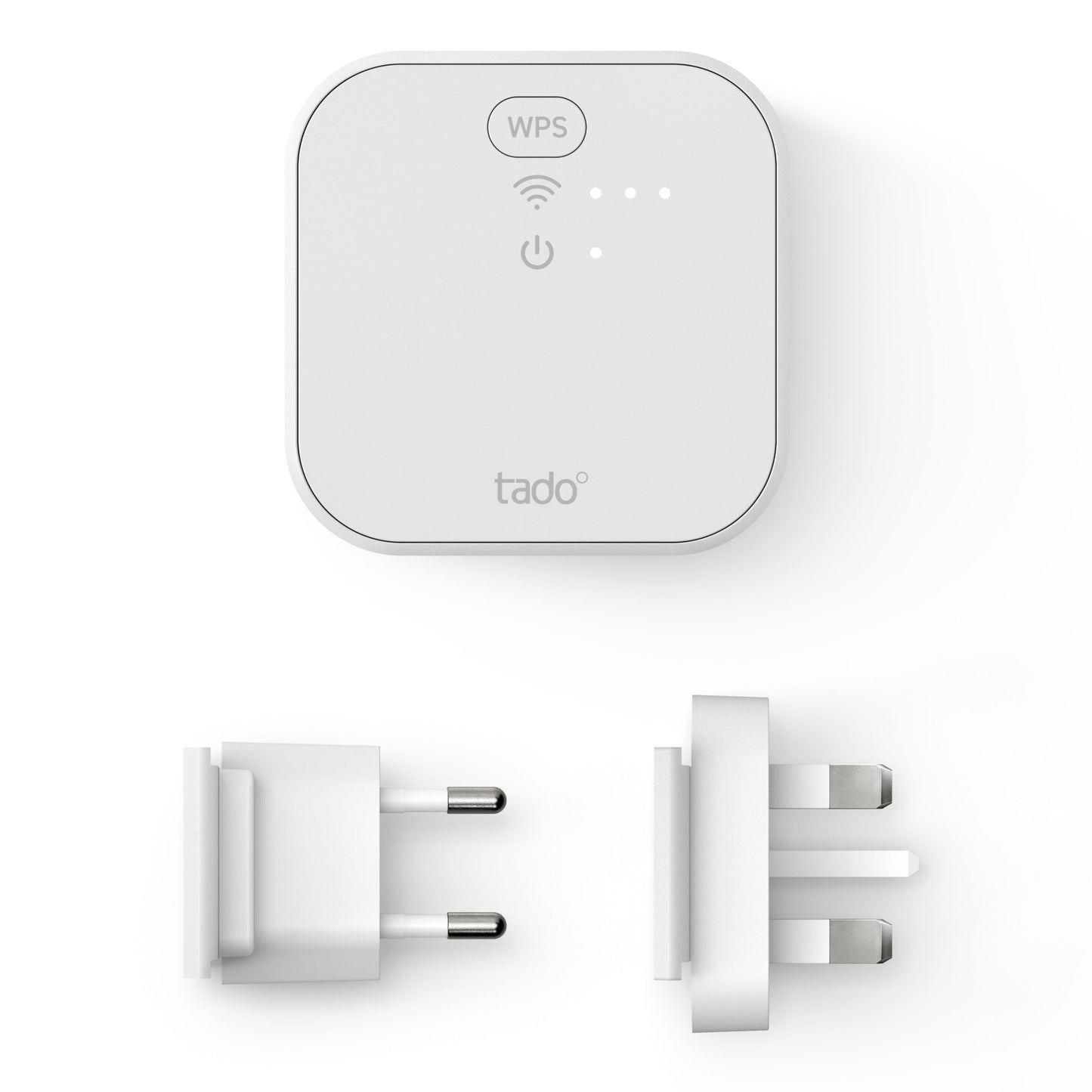 Tado tado Bro X grænserouter, hvid, tre LED, WPS-knap, to adaptere (EU/UK), Matter-over-Thread support.