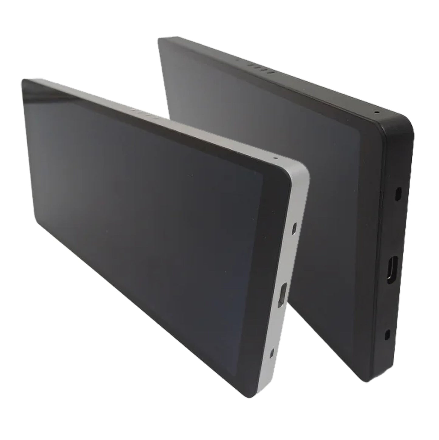 Shelly Vægdisplay X2i smart kontrolpanel, rektangulær med stor touchskærm, USB-porte og sideknapper til lys og gulvvarme.