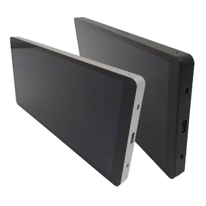 Shelly Vægdisplay X2i smart kontrolpanel, rektangulær med stor touchskærm, USB-porte og sideknapper til lys og gulvvarme.