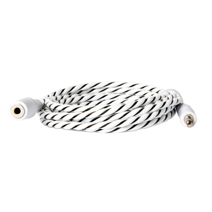 Shelly lækagesensor kabel Flood Gen4, 2 m hvid spiral med sorte striber, 3,5 mm han- og hunstik.