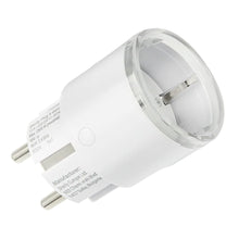 Shelly Plug S Gen3 smart plug hvid med rund transparent stik, to metalben, Matter support og energimonitorering.