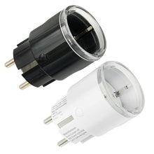 Shelly Plug S Gen3 smart stik sort og hvid med gennemsigtige kanter og metalstik, energimåling.