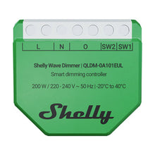 Shelly Wave Dimmer EU LR QLDM-0A101EUL Z-Wave 800 dæmper til LED 200W 220-240V terminaler L N O SW2 SW1.
