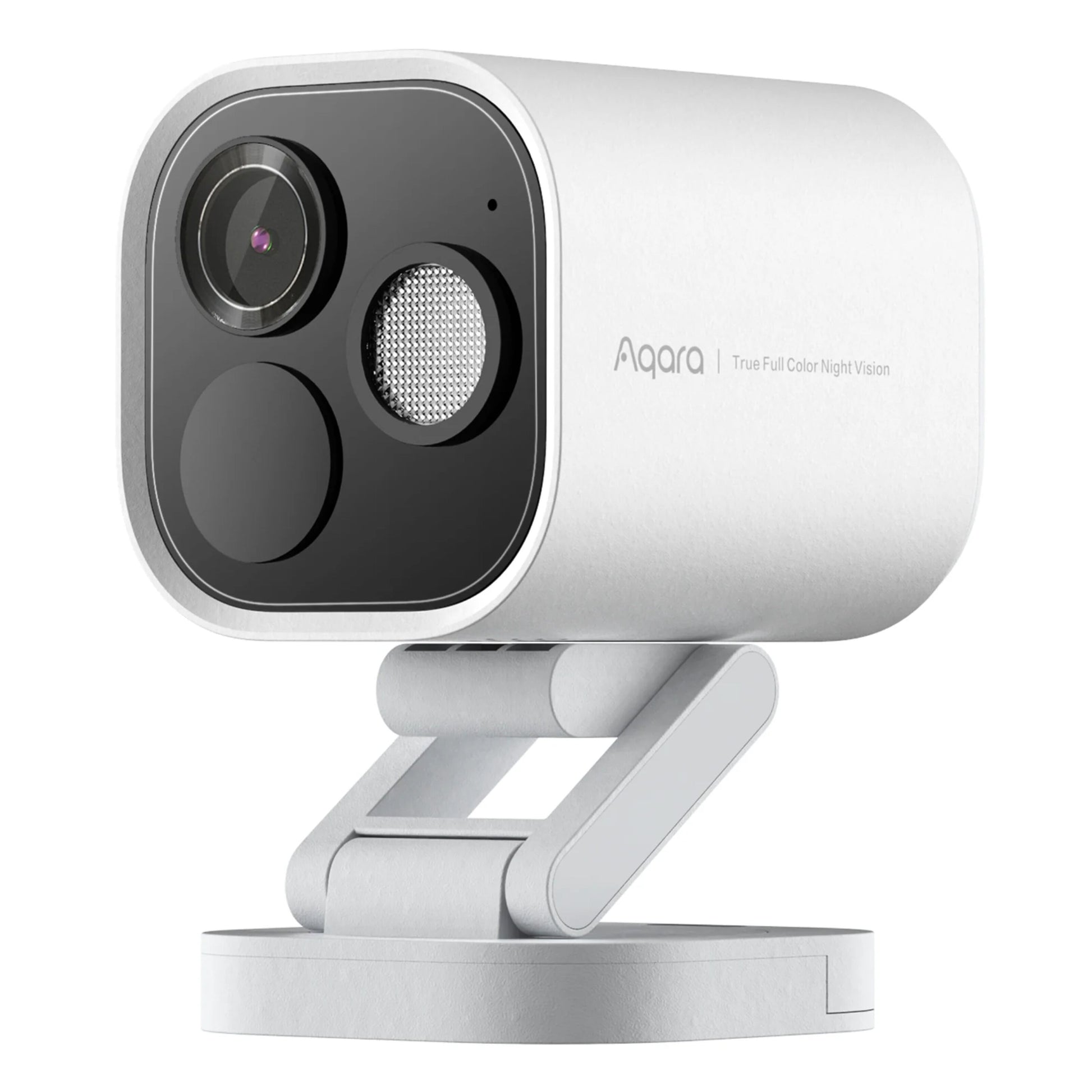 Aqara Camera Hub G5 Pro WiFi hvid med rektangulært design, afrundede kanter, dobbelte linser og justerbart stativ.
