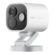 Aqara Camera Hub G5 Pro WiFi hvid med rektangulært design, afrundede kanter, dobbelte linser og justerbart stativ.