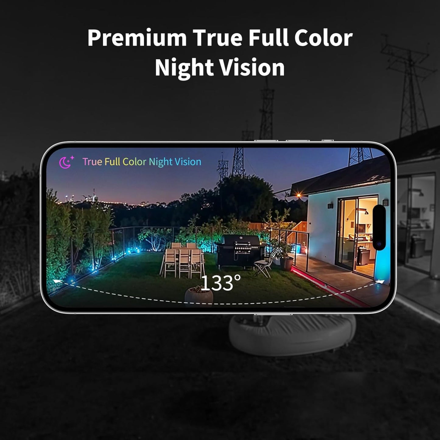 Aqara Camera Hub G5 Pro WiFi Grå vist på smartphone med 2,6K 133° vidvinkel og True Full Color Night Vision.