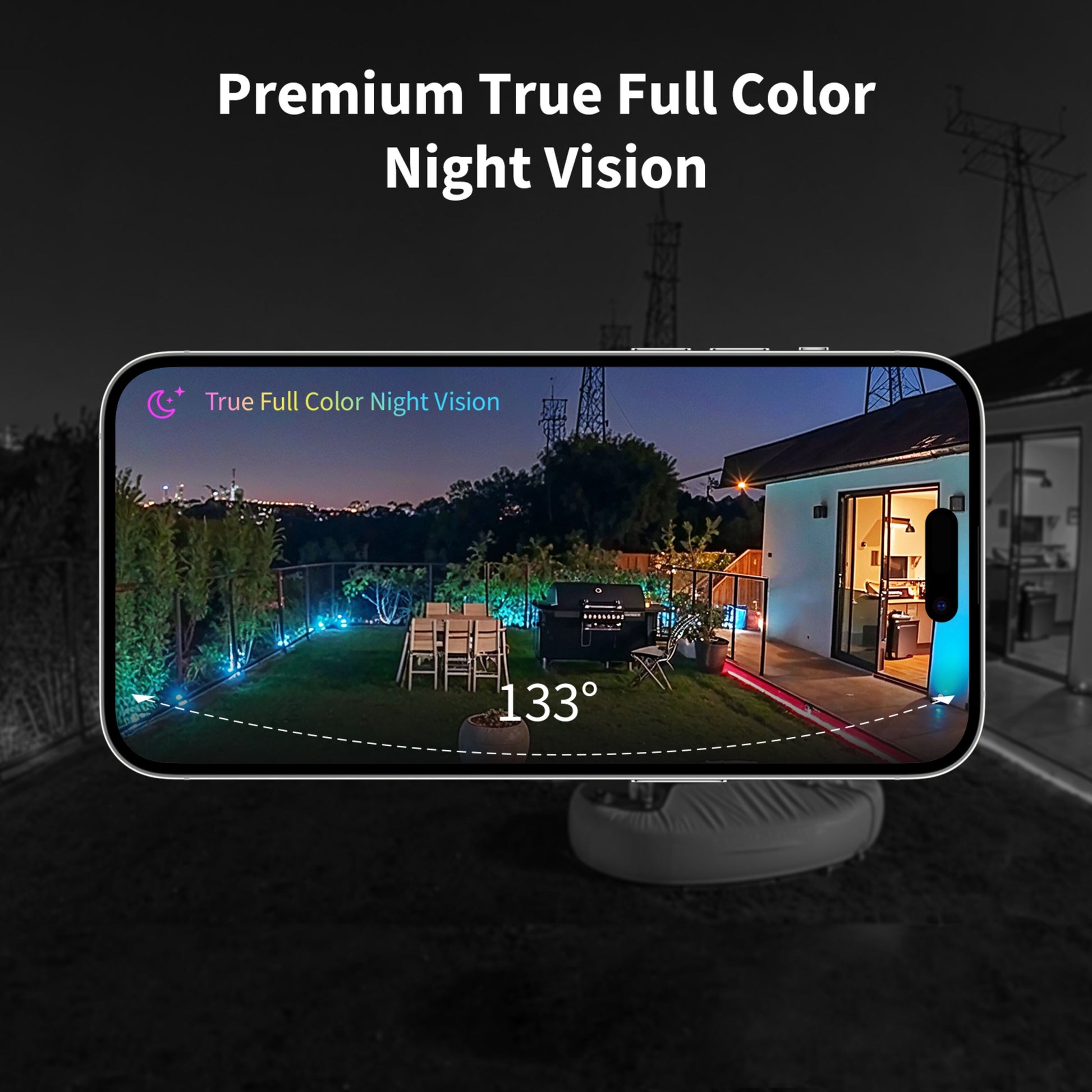 Aqara Camera Hub G5 Pro PoE overvågningskamera med smart home-hub 133° visning, smartphone, tekst: Premium True Full Color Night Vision.