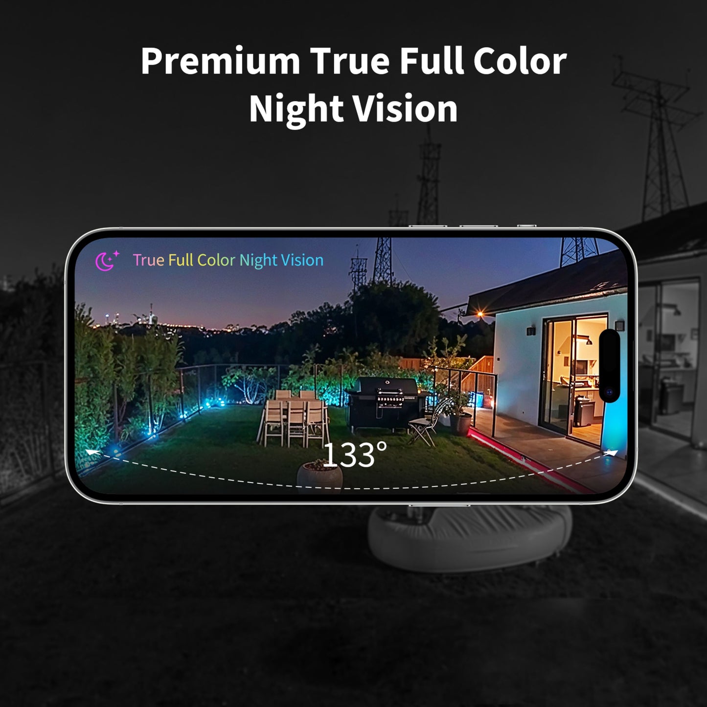Aqara Camera Hub G5 Pro (PoE) overvågningskamera med smart home-hub, smartphone-visning, "True Full Color Night Vision 133°.