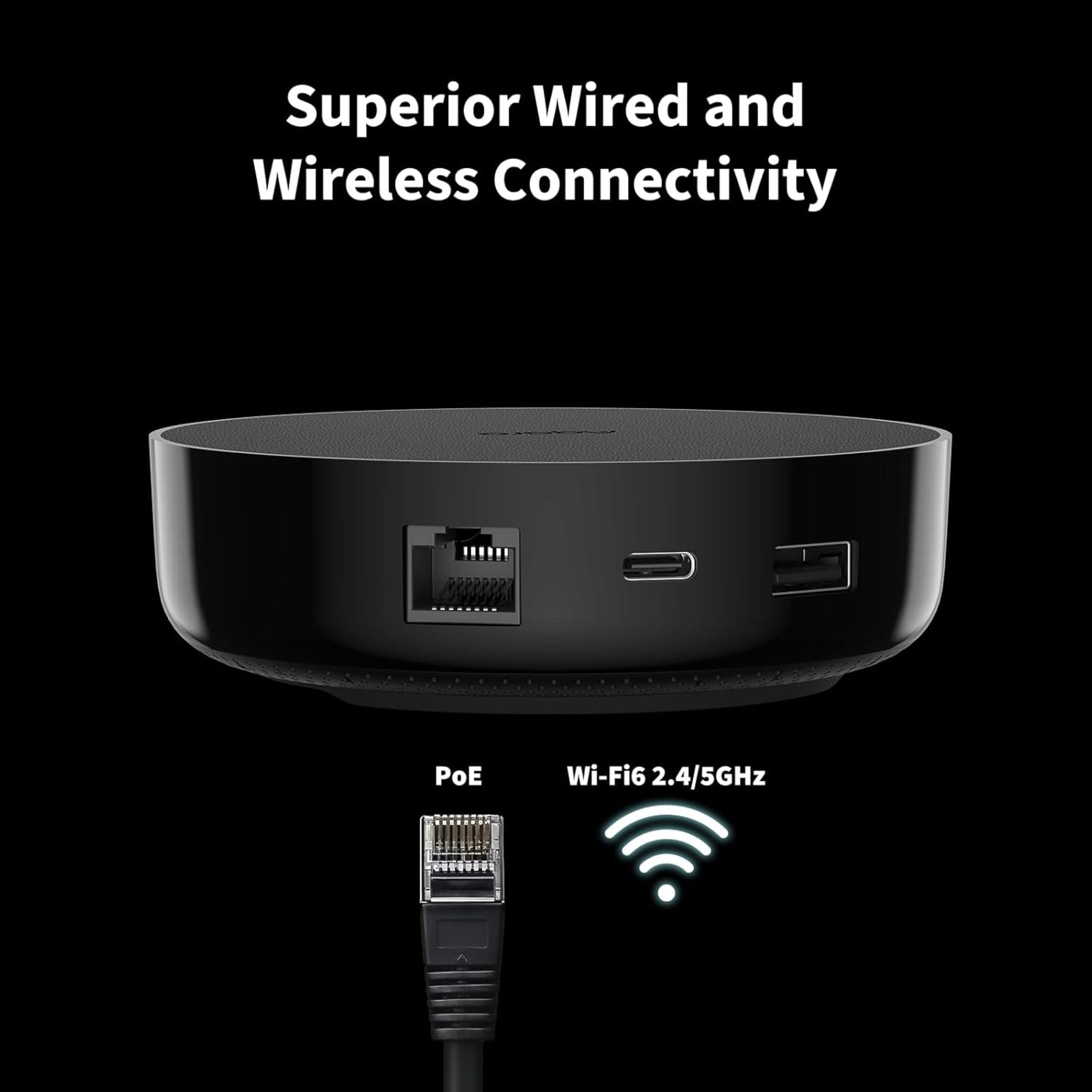 Aqara Hub M200 smart hub sort med Ethernet, USB og HDMI understøtter Matter, Zigbee, Thread, PoE og Wi-Fi 2.4/5GHz.
