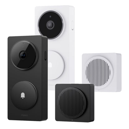Aqara Dørklokke Kamera Hub G410 hvid smart videoringeklokke med hub, cirkulært kamera, højttalergitter, Zigbee.