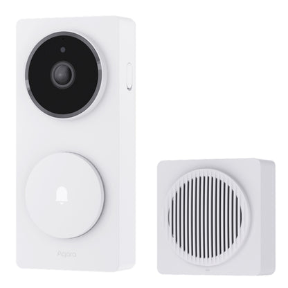 Aqara Dørklokke Kamera Hub G410 hvid, Zigbee, cirkulær linse over knap, inkl matchende hub med lamelgitter.