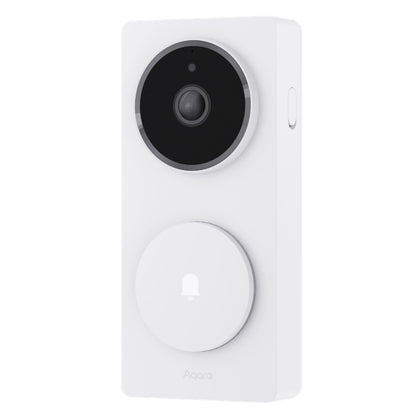 Aqara Dørklokke Kamera Hub G410 hvid smart video-dørklokke med Zigbee, cirkulært kamera og stor rund ringeknap.