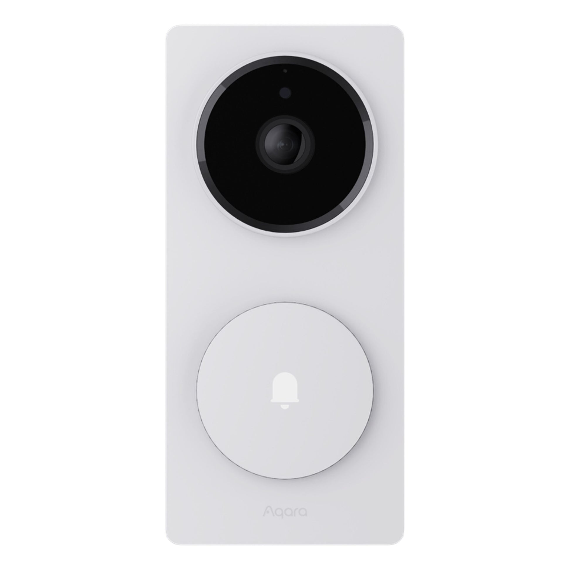 Aqara Dørklokke Kamera Hub G410 hvid smart video dørklokke med hub, rund kameralinse, stor ringeknap, Zigbee support.