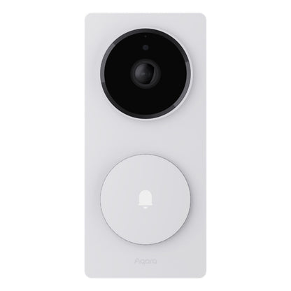 Aqara Dørklokke Kamera Hub G410 hvid smart video dørklokke med hub, rund kameralinse, stor ringeknap, Zigbee support.