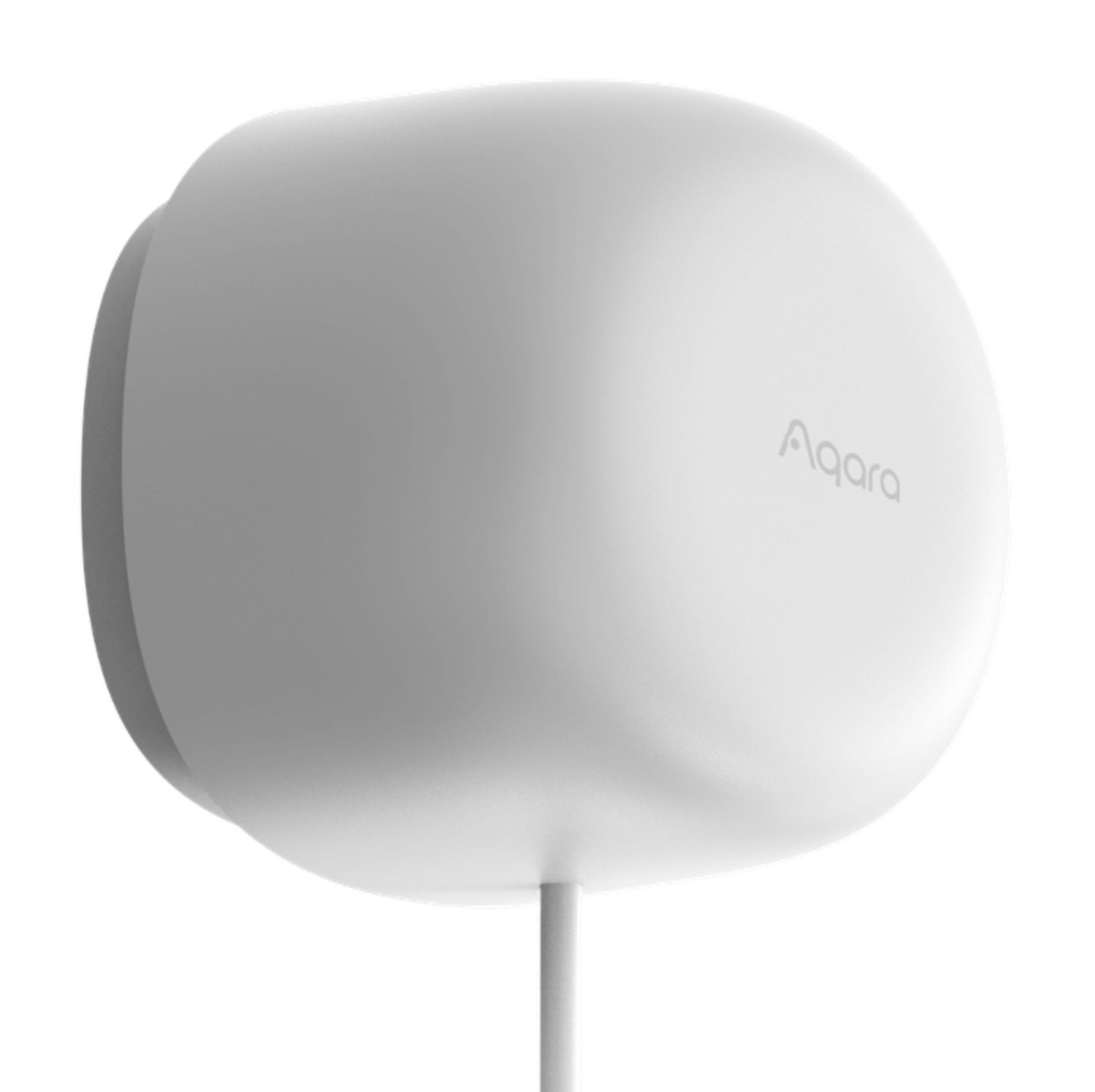 Aqara Presence Sensor FP1E hvid, oval sensor med Aqara-logo, vægmonteret mmWave-radar, kabel nedad.
