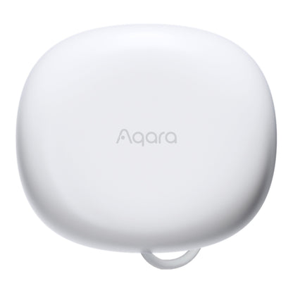 Aqara Presence Sensor FP1E, hvid og afrundet med mmWave-radar og Aqara-logo øverst.