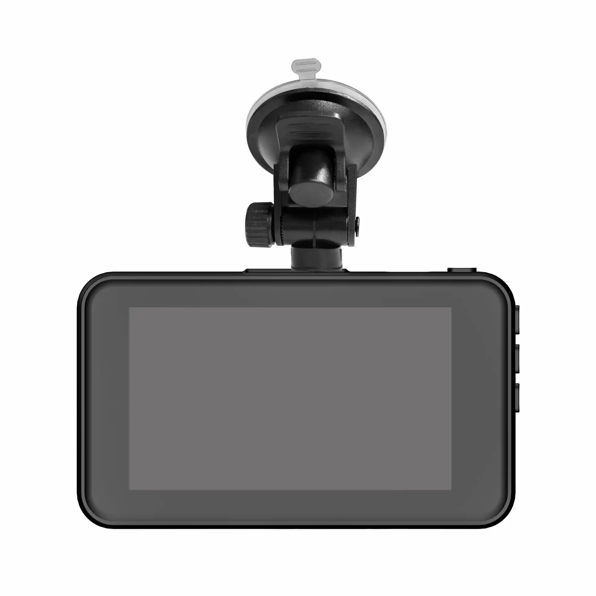 Denver CCT-1650 dashcam med rektangulær skærm, kontrolknapper til højre, sugekop til montering på forrude.