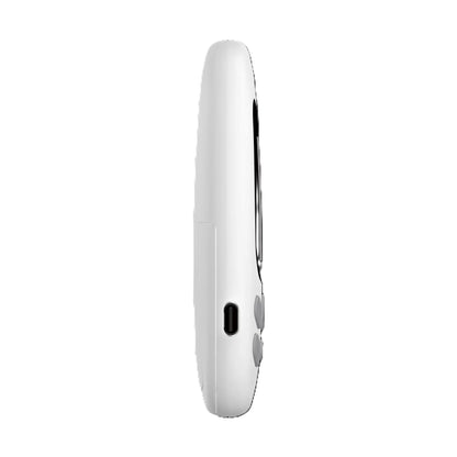 Denver BC-250 babymonitor fra siden med afrundede kanter, to knapper og USB-C port.