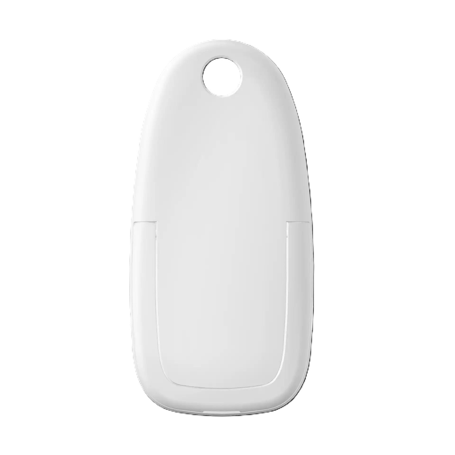 Hvid oval plastiknøglebrik til Denver BC-250 babymonitor med hul øverst til nøglering, glat overflade, ingen logo.