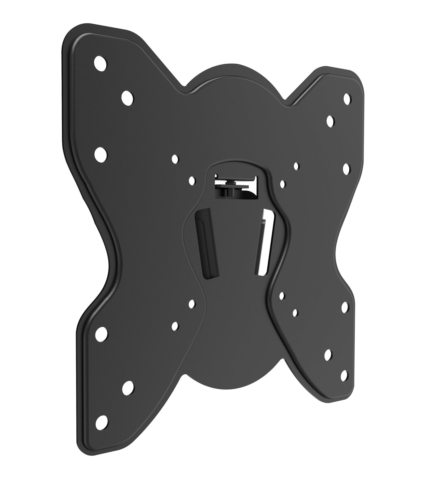 Luxorparts vægbeslag til TV 23-42", sort, fladt butterfly-design med central monteringsplade og skruehuller.