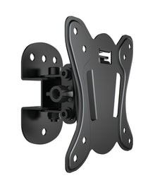 Luxorparts justerbart sort TV-vægbeslag 13-27", flere skruehuller, buede kanter, rektangulært udskæringshul, VESA.
