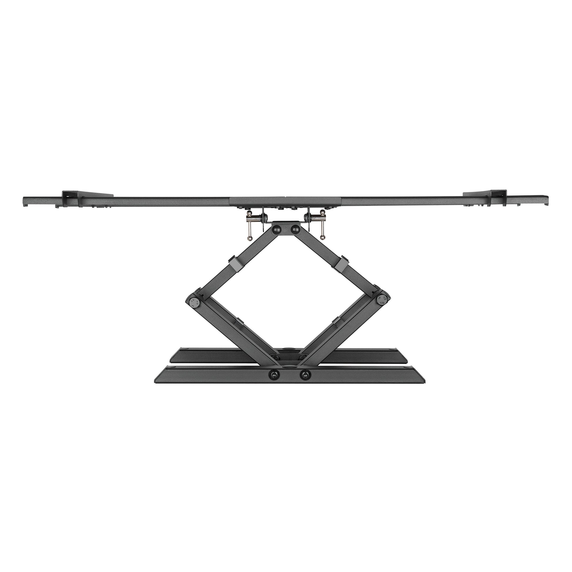 Luxorparts Fuldmotions sort TV vægbeslag til 43-90", VESA-kompatibel, fladt ophæng, kraftig saksemekanisme, rektangulær base.