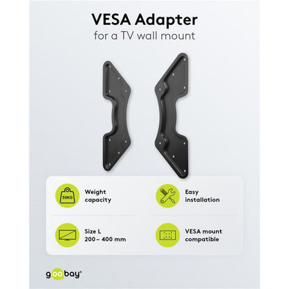 Goobay VESA-adapter til TV vægbeslag, sort, uregelmæssig form, kompatibel hulafstand 200-400 mm, VESA-support.