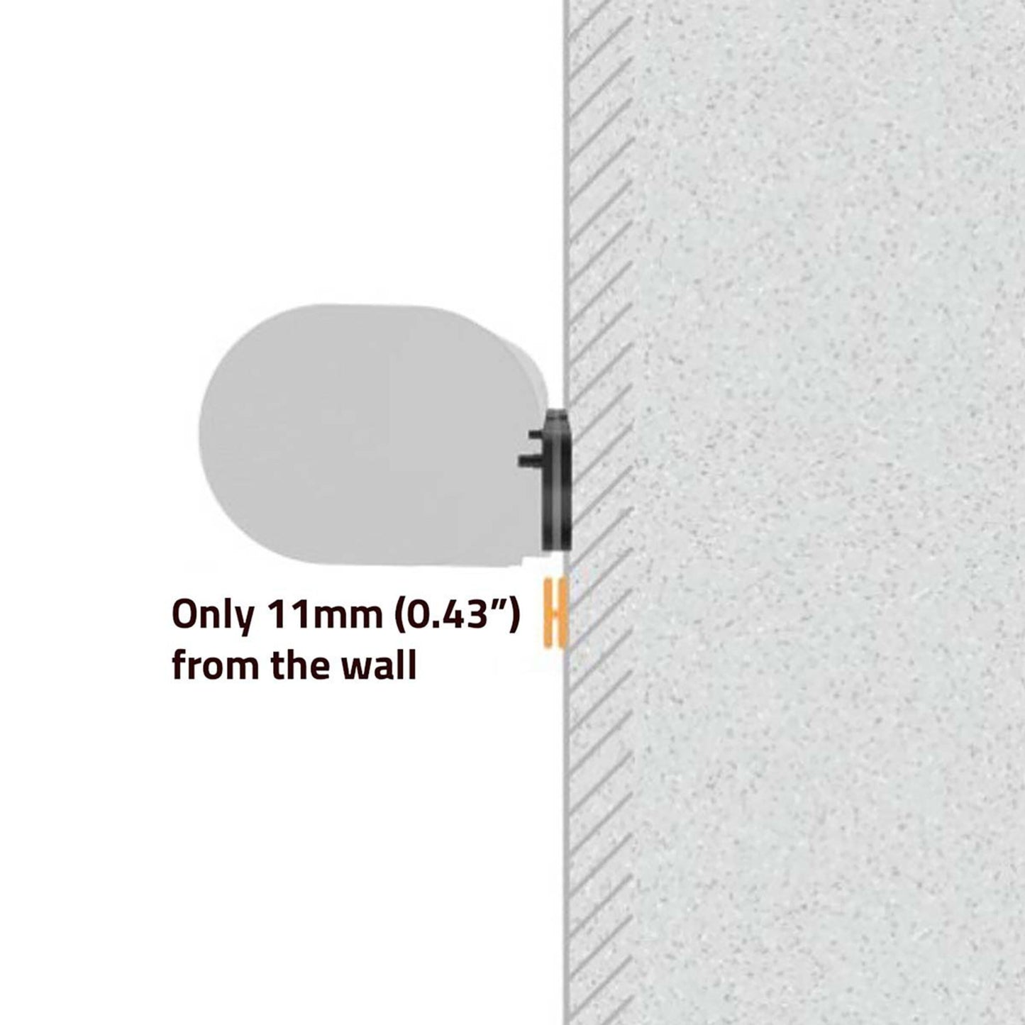 Nedis Soundbar-beslag til Sonos vægmonteret, rund form, afstand til væg 11mm, sideprofil, måltekst synlig.